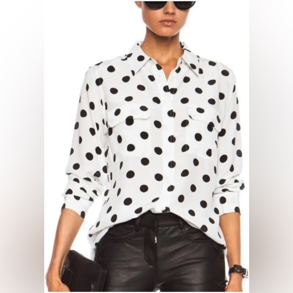 EQUIPMENT Quinne Polka Dot Silk Button-Up Shirt